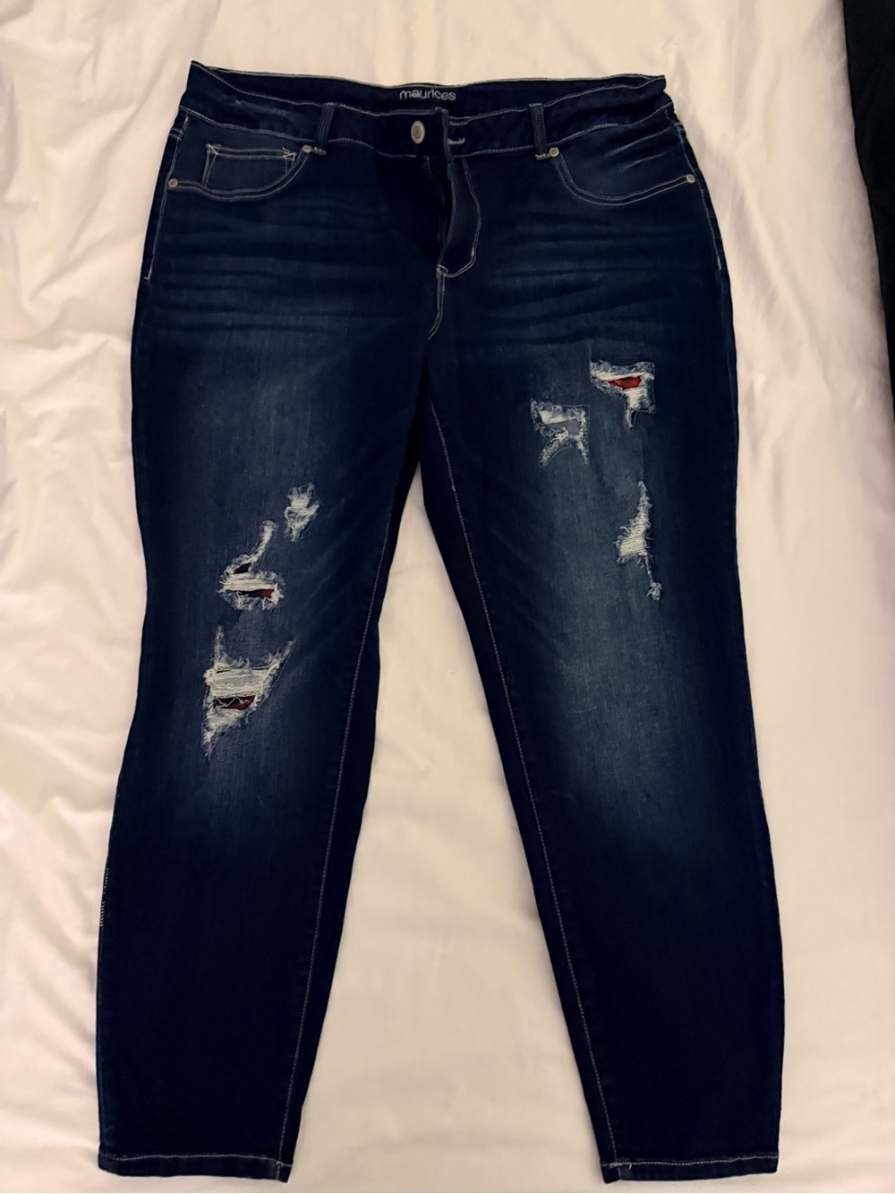 Maurices Dark Indigo Distressed Skinny Jeans